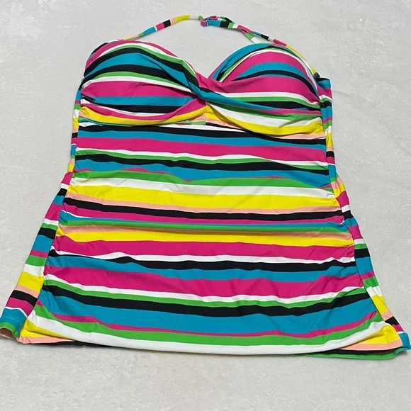 Anne Cole Striped One Piece SwimTankini Top Sz X-Large - Picture 13 of 13